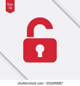 Simple Lock Symbol. Unlocked Lock. Flat Icon Style. Vector Sign Illustration