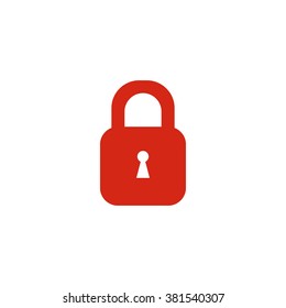 Simple lock. Vector icon red
