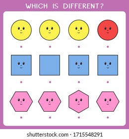 Simple logic game for kids. Find the odd one in the group. Vector worksheet