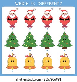 Simple logic game for kids. Find the odd one in the group. Vector worksheet