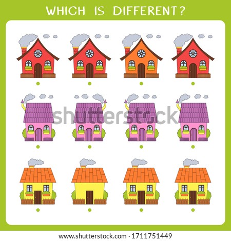 Simple logic game for kids. Find the odd one in the group. Vector worksheet