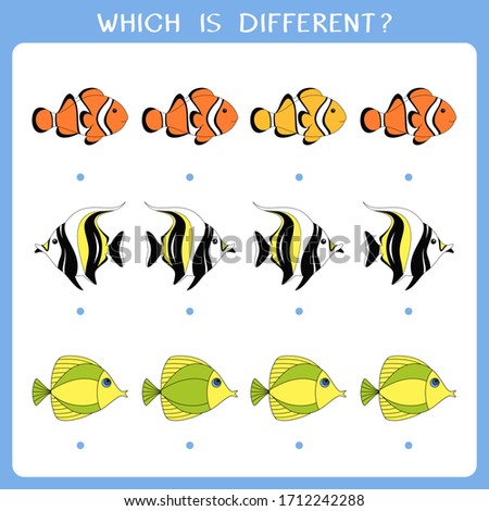 Simple logic game for kids. Find the odd one in the group. Vector illustration