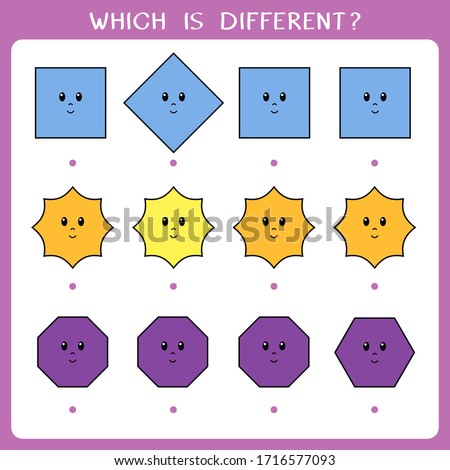 Simple logic game for kids. Find the odd one in the group. Vector worksheet