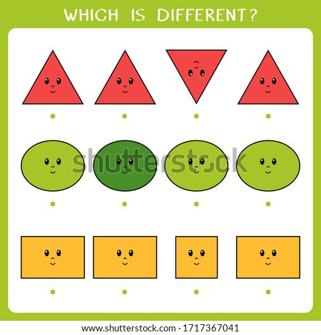 Simple logic game for kids. Find the odd one in the group. Vector worksheet