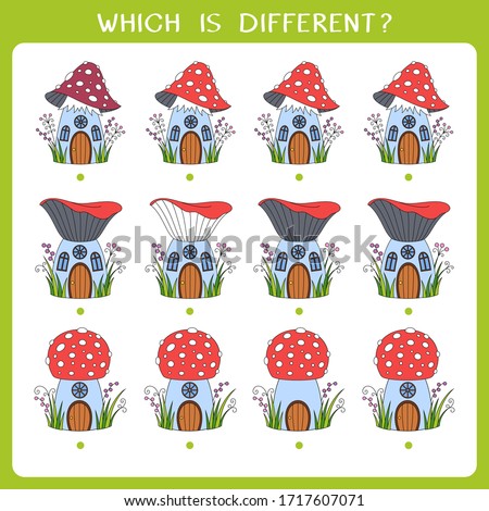 Simple logic game for kids. Find the odd one in the group. Vector worksheet