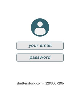 Simple login form page template flat style for app development, smartphone mockups, website ui elements, online login form, registration, user profile, access to account concept.