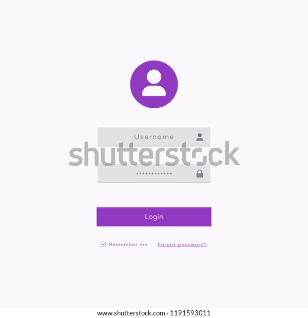 Simple Login Form Page Template Flat Style For App Development 