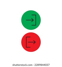 Simple login or logout buttons, premium vector icon, sign in and sign out symbols, concept web button, icon exit or enter, linear style login and logout,arrows and door signs, editable dam image