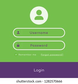 Simple login page form modern flat style for app development, online registration, smartphone mockups, website ui elements, user profile, access to account concept. Vector 10 eps
