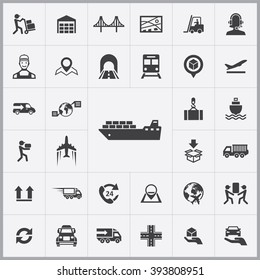 Simple logistics icons set. Universal logistics icon to use for web and mobile UI, set of basic logistics elements 