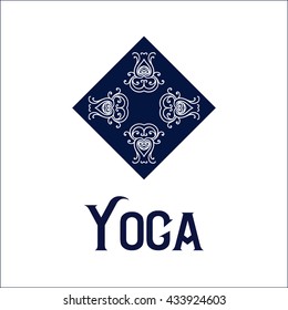 Simple logo with abstract curly symbol for yoga studio or yoga instructor. Company logo design. Vector illustration