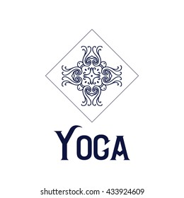 Simple logo with abstract curly symbol for yoga studio or yoga instructor. Company logo design. Vector illustration