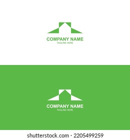 Simple Logo Abstract Four Triangles In The Shape House Color Green