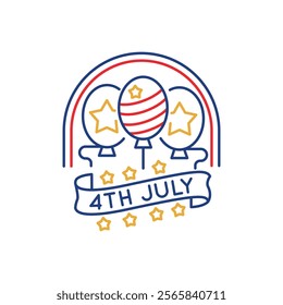 Simple Logo with American flag balloon icon. Simple Logo with American flag balloon icon for social media, app, and web design. Vector illustration.