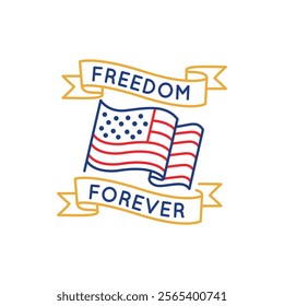 Simple Logo with American flag Freedom forever icon. Simple Logo with American flag icon for social media, app, and web design. Vector illustration.