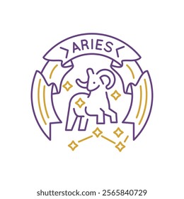 Simple Logo with Aries zodiac icon. Simple Logo with Aries zodiac icon for social media, app, and web design. Vector illustration.