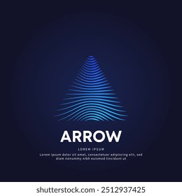 logotipo simples Seta para cima Ilustração em um estilo linear. Ícone de conceito de Logotipo de Seta da arte da linha abstrata. Silhueta de cor de seta do logotipo do vetor em um fundo escuro. EPS 10