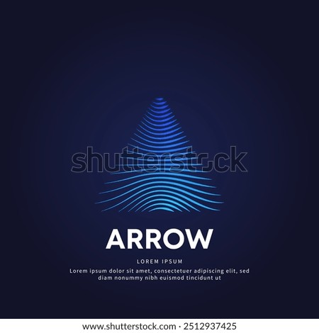 simple logo Arrow Up Illustration in a linear style. Abstract line art Arrow Logotype concept icon. Vector logo Arrow color silhouette on a dark background. EPS 10