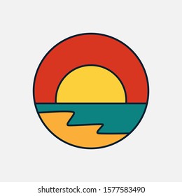 simple logo badge beach design illustration