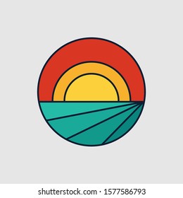 simple logo badge beach design illustration