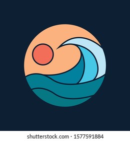 simple logo badge beach design illustration