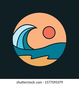 Simple Logo Badge Beach Design Illustration