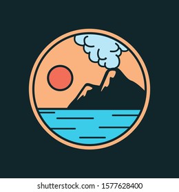 simple logo badge beach design illustration