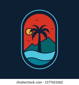 simple logo badge beach design illustration