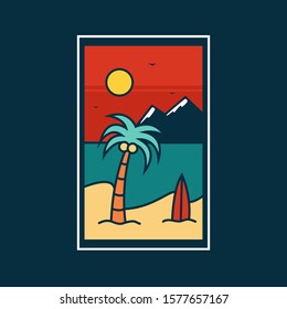 simple logo badge beach design illustration