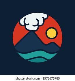 simple logo badge beach design illustration