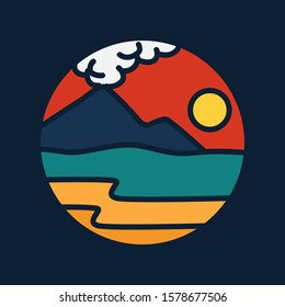 simple logo badge beach design illustration