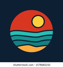 simple logo badge beach design illustration