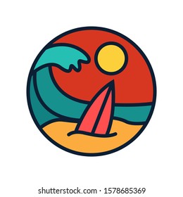 simple logo badge beach design illustration