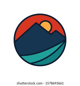 simple logo badge beach design illustration