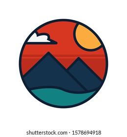 simple logo badge beach design illustration