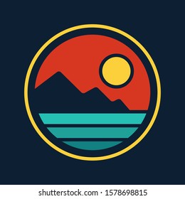 simple logo badge beach design illustration