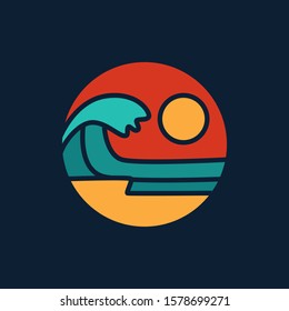 simple logo badge beach design illustration