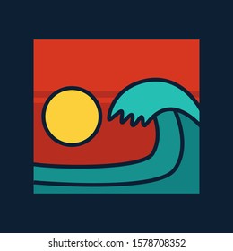 simple logo badge beach design illustration