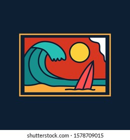 simple logo badge beach design illustration
