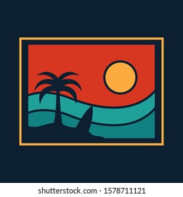 simple logo badge beach design illustration