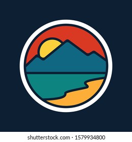 simple logo badge beach design illustration
