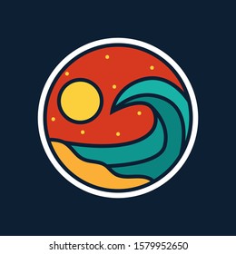 simple logo badge beach design illustration