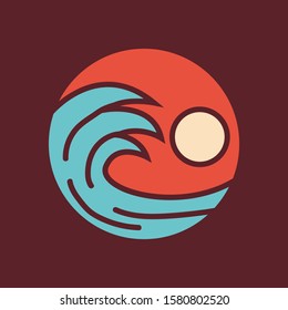simple logo badge beach design illustration