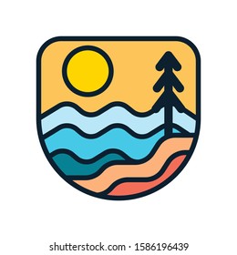 einfache Logo-Badge Stranddesign-Illustration