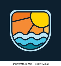 Simple Logo Badge Beach Design Illustration