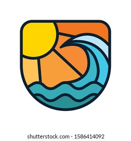 Simple Logo Badge Beach Design Illustration