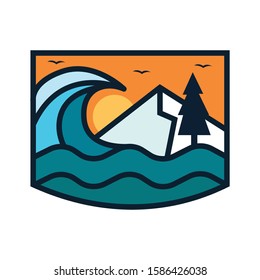 simple logo badge beach design illustration