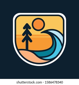 Simple Logo Badge Beach Design Illustration