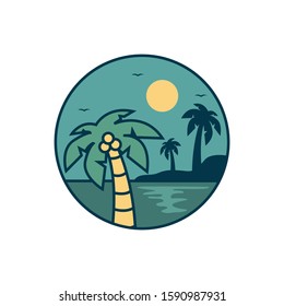 simple logo badge beach design illustration
