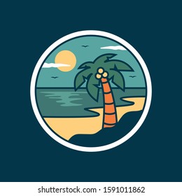 simple logo badge beach design illustration